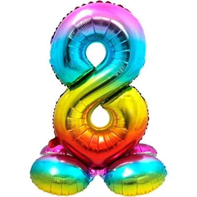 Afbeelding van Cijfer Ballon 8 staand regenboog 72 cm