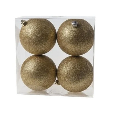 Afbeelding van Cosy &amp; Trendy Kerstballen 4 stuks goudkleurig glitter 10 cm