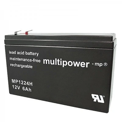 Afbeelding van Multipower MP1224H hoogstroom loodbatterij met Faston 6,3 mm stekkercontact