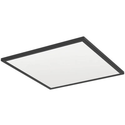 Afbeelding van Eglo LED plafondlamp Rovito, ronde badkamer plafonnière, badkamerlamp plafond van kunststof in zwart en wit, plafondverlichting warm wit koud IP44, 50x50 cm
