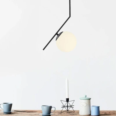 Afbeelding van Bulla V stam globe ophanging Metaal Glas Zwart Wit Menzzo