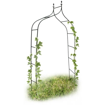 Afbeelding van Relaxdays 2x rozenboog metaal dubbele spits weervast plantensteun tuinboog groen