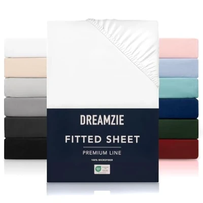 Afbeelding van Dreamzie hoeslaken 90x200 cm voor dikke matrassen tot 30 100 procent polyester microvezel Wit gecertificeerd chemicaliënvrij (Oeko TEX), met volledig elastiek