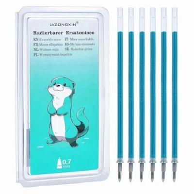 Afbeelding van LVZONGXIN navullingen (turquoise), compatibel met Legami, punt 0,7 mm, hoogte 13 cm, uitwisbare roller, set van 6 stuks