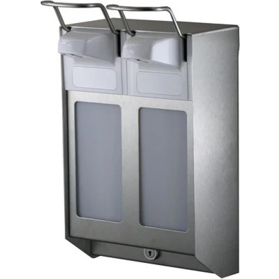 Afbeelding van MediQo line duo zeepdispenser 1000ml + afsluitplaten MQDV10E RVS