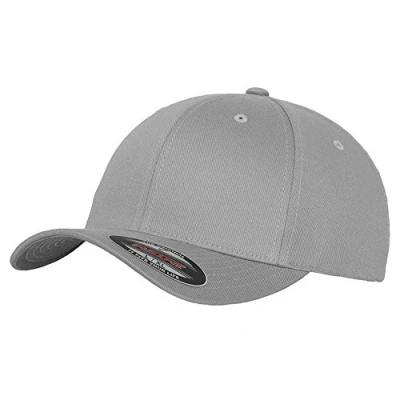 Afbeelding van Flexfit Unisex Baseball Cap Wooly Combed, zonder sluiting voor heren, dames en kinderen in vele kleuren, maten: Youth XXL, Argento argento, L/XL
