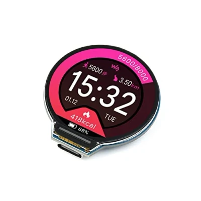 Afbeelding van RP2040 MCU Board with 1.28 Inch Round LCD Display Module 240 x Resolution 65K RGB Colours IPS Screen Based on Raspberry Pi RP2040, Accelerometer and Gyroscope Sensor,USB Type C Connector