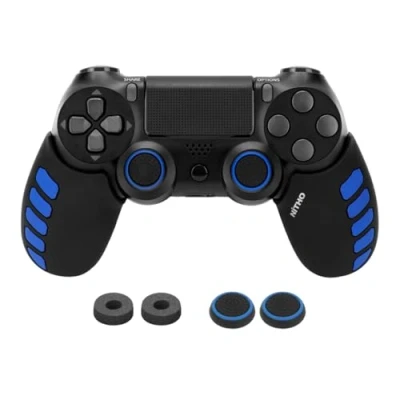 Afbeelding van NiTHO Gaming Kit Compatibel met PS4 Controller, Set van 2 Anti Zweet Siliconen Handvat Hoorns Skin Grip, Gameplay Controle Duimgrepen en Verbeteren Precisie Analoge Mini Stick Versterkers