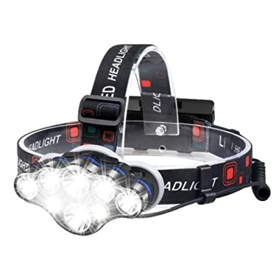 Afbeelding van Hoofdlamp LED oplaadbaar Hoofdlampje 8 koplampen 18000 lumen 500 meter bereik Verstelbaar