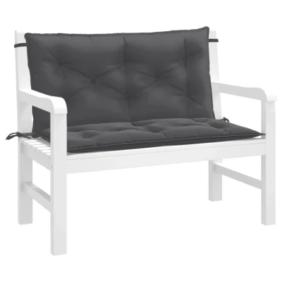 Afbeelding van Tuinbankkussens 2 st 100x50x7 cm stof gemêleerd antracietkleur
