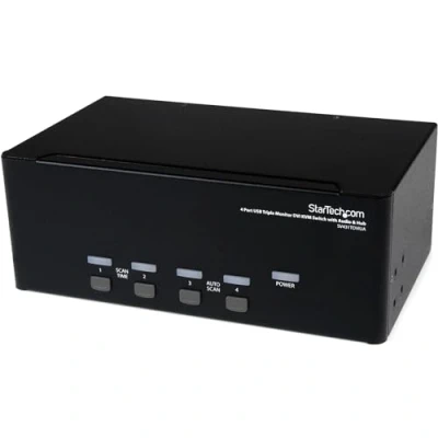 Afbeelding van StarTech.com 4 poort 3x Monitor DVI USB KVM switch met Audio en 2.0 hub