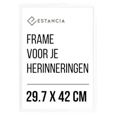 Afbeelding van witte Houten Lijst 29,7x42 cm (A3) met Onbreekbaar Plexiglas fotolijst Din A3 Wit kader
