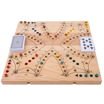 Afbeelding van Engelhart 350263 XL Tockspel met opvouwbare hevea houten doos Canadees traditioneel bordspel 2 tot 4 spelers kaartspel vanaf 6 jaar