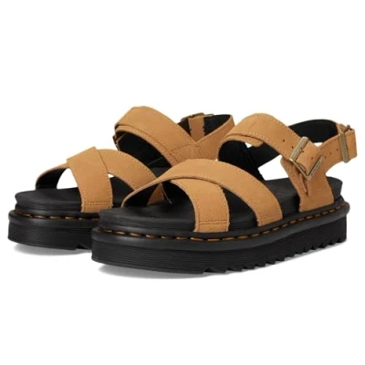 Afbeelding van Dr. Martens VOSS II Sandalen met plateauzool, Dames, Maat: 39, Tan Veloursleer