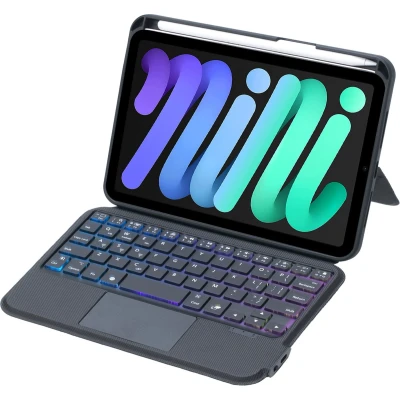 Afbeelding van Case2go Bluetooth Toetsenbord hoes geschikt voor Apple iPad Mini 6 (2021) Toetsenbordverlichting Touchpad QWERTY Zwart
