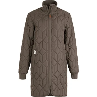 Afbeelding van Weather Report Dames gewatteerde jas Nokka W Long Quilted Jacket I ademende lange met hoge kraag 5100 Major Brown 40