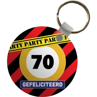 Afbeelding van Sleutelhanger Jubileum 70 Jaar Verjaardag Plastic Rond Uitdeelcadeautjes