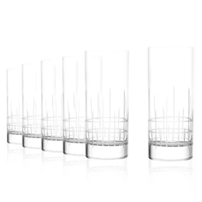 Afbeelding van Stölzle Lausitz New York Bar Manhattan Sapglazen, groot, 380 ml, set van 6 stuks, briljant kristalglas met mat decorgeslepen, onbreekbaar en vaatwasmachinebestendig