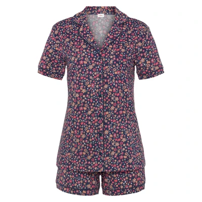 Afbeelding van s.Oliver Korte pyjama donkerblauw / pastelgroen oranje oudroze
