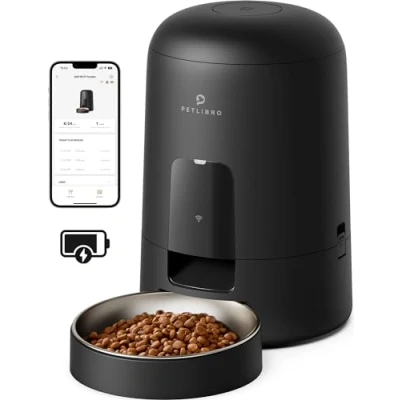 Afbeelding van PETLIBRO Voederautomaat voor katten met app, 2,4 G wifi compatibele intelligente voederdispenser roestvrijstalen bak droogvoer, app besturing en tot 10 maaltijden per dag
