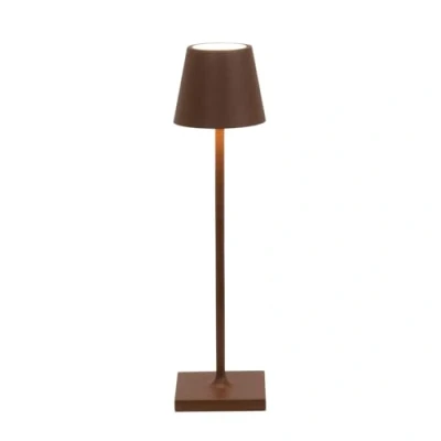 Afbeelding van Zafferano, Poldina Micro Lamp, Oplaadbare Snoerloze Tafellamp met Touchbediening, Geschikt voor Binnen en Buiten, Dimmer, 2200 3000 K, Hoogte 27,5 cm, Corten kleur