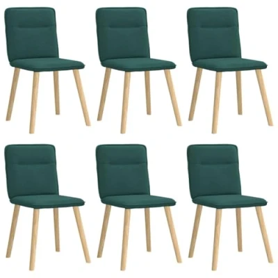 Afbeelding van vidaXL Eetkamerstoelen 6 st stof donkergroen