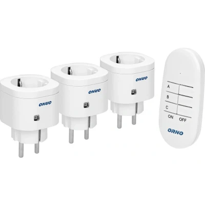 Afbeelding van Schakelaar met afstandsbediening Stopcontact 3x Schuko max. afstand 30 meter Schakelset voor binnen 3000 Watt Wit