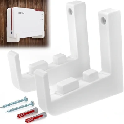 Afbeelding van Babotech Wandhouder voor AVM Fritz!Box 5690 Pro robuuste houder van kunststof Fritzbox Fiber Router, witte Slim Made in Germany