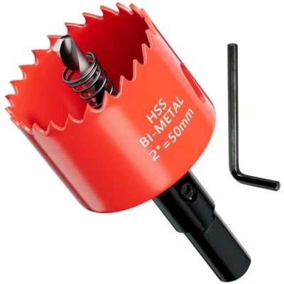 Afbeelding van GARHWAL HSS M42 Bi metalen gatenzaag, 50 mm, met adapter en centreerboor, ideaal voor hout, kunststof, gipsplaten, multiplex metalen, zaagdiepte tot 25 mm