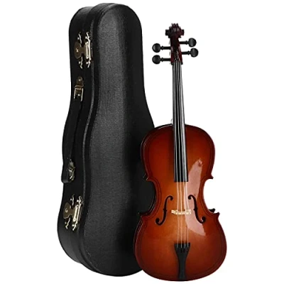 Afbeelding van Miniatuur Houten Cello Model, Mini Bas Muziekinstrument met Standaard en Koffer Kleine Ambachtelijke Ornamenten Woondecoratie