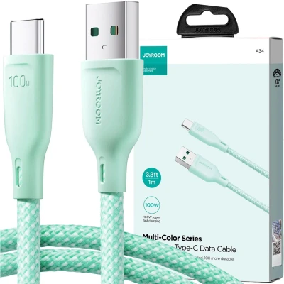 Afbeelding van Joyroom Multi Color Series SA34 AC6 USB A / C Kabel 100W Snelle overdracht 1m Groen