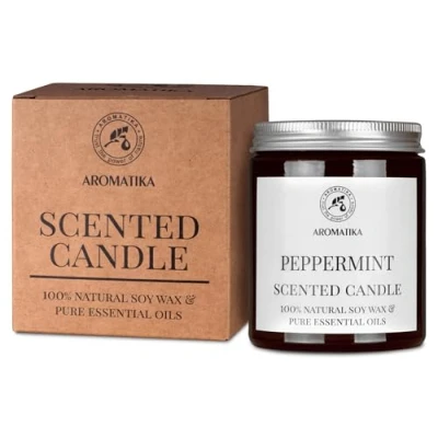 Afbeelding van Pepermunt geurkaars 150g Veganistische Sojawas met Essentiële Olie 100% Natuurlijke Aromakaars Aromatherapie Sojawaskaars Pepermuntolie Kaars Cadeau Kamergeurkaarsen