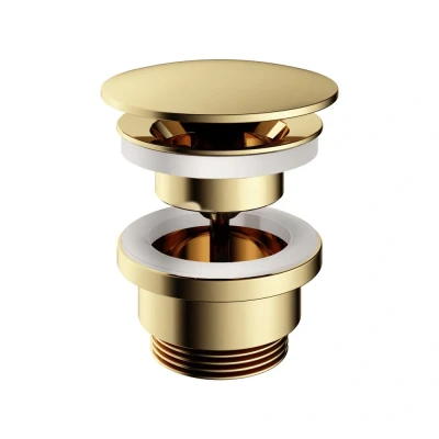Afbeelding van HotBath Pal always open plug met schroef rond messing Gepolijst
