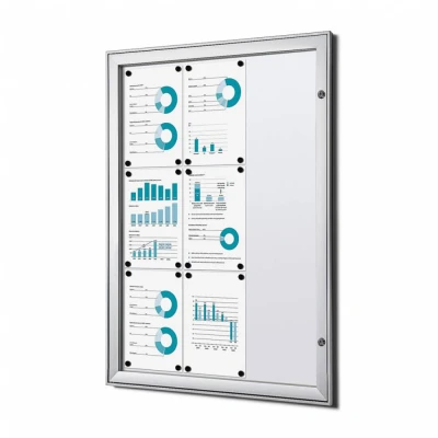 Afbeelding van Vergrendelbaar Notitiebord Indoor B1 Brandwerend Zilver 9x A4