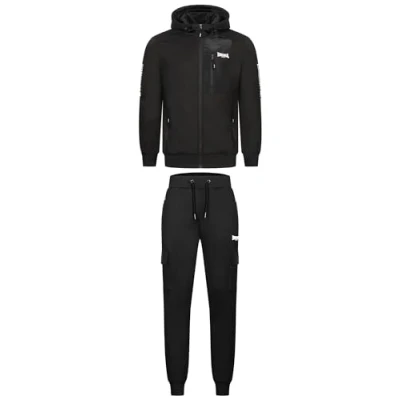 Afbeelding van Lonsdale Heren trainingspak met capuchon normale pasvorm BULOUGH, zwart/wit, XL