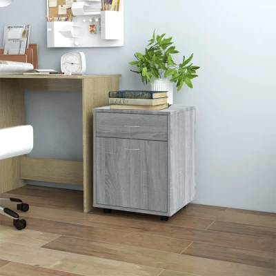 Afbeelding van Kast verrijdbaar 45x38x54 cm bewerkt hout grijs sonoma eiken