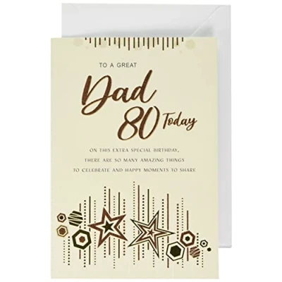 Afbeelding van Regal Publishing Moderne mijlpaal leeftijd verjaardagskaart 80e vader 9 x 6 inch, beige