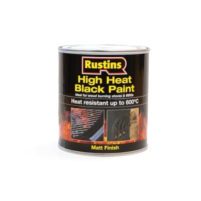 Afbeelding van RUSTINS Hoge hitte zwarte verf 500ml