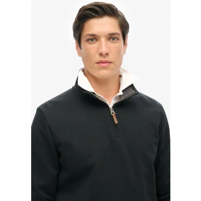 Afbeelding van Superdry Mannen Core Piqué Sweatshirt met Halve Rits Zwart Grootte: Xxxl