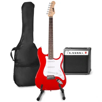 Afbeelding van MAX GigKit elektrische gitaar set met o.a. gitaarstandaard Rood