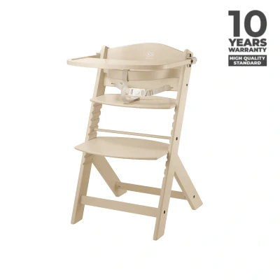 Afbeelding van Kinderkraft ENOCK Houten Kinderstoel 3 in 1 Hoge babystoel Hoogte verstelbaar 5 niveaus punts gordels, Tot 10 jaar Beige
