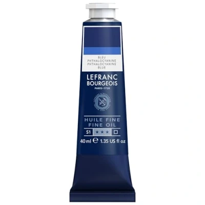 Afbeelding van Lefranc Bourgeois 301773 Fijne olieverf van uitstekende kwaliteit, lichtecht met een gelijkmatige consistentie, tube 40 ml, ideaal voor spieraammen, canvas, schilderbord Ftalocyanine blauw