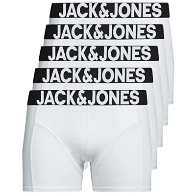 Afbeelding van JACK &amp; JONES Heren JAChuey 5 Pack Duurzame Contrast Stretch Boxer Slips, van Wit, XL