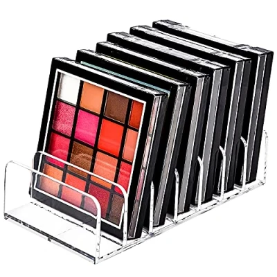 Afbeelding van JessLab Palet Organizer, 7 Sectie Verdeeld Plastic Makeup Organizer Oogschaduw Contour Blush Houder Cosmetica Opslag voor Badkamer Vanity Countertop (Transparent, S)