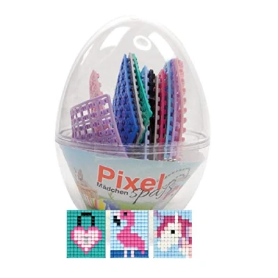 Afbeelding van Pixel P90062 12501 Leuke cadeauset in een ei, geweldig paascadeau voor meisjes, met 3 motieven eenhoorn, flamingo en hartjeskasteel