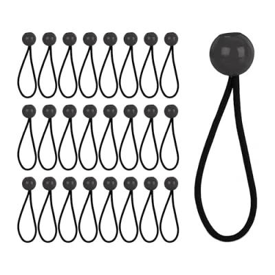 Afbeelding van Relaxdays spanelastiek met bal, set van 25, elastische tentspanner 22 cm, zeilspanner bootzeil, tent &amp; trampoline, zwart