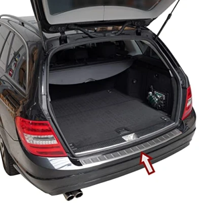 Afbeelding van Bumperbescherming roestvrij staal, chroom, compatibel met Mercedes C klasse, S204 T model2007 2015, premium kwaliteit van RECAMBO