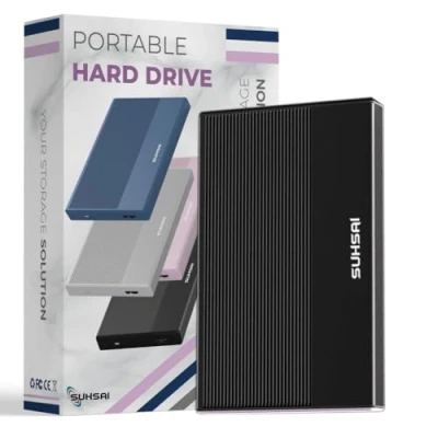 Afbeelding van SUHSAI Externe harde schijf met 500 GB HDD gegevensbeveiliging, geheugenuitbreiding, 2,5 inch, USB 3.0, draagbaar, compatibel Mac, desktop, pc, PS4, PS5, Xbox One (zwart)