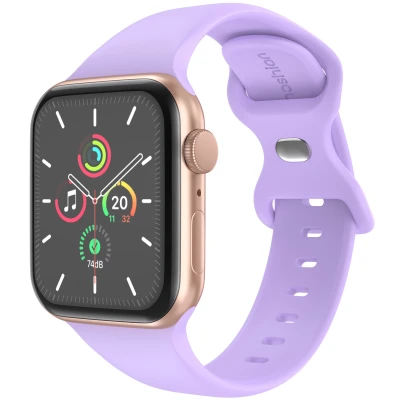 Afbeelding van Apple Watch bandje Siliconen en TPU (zacht) Lila Geschikt voor Series1/2/3/4/5/6/7/8/9/10/SE (38/40/41 mm) Series 10 (42 Lilac