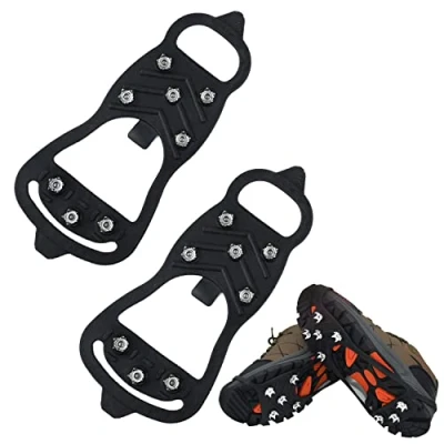 Afbeelding van 1 paar spikes, universele antislip punten, sneeuwklauw schoenhoes met 8 stalen spijkers, siliconen bergbeklimuitrusting, geschikt voor sneeuwdagen. (L)